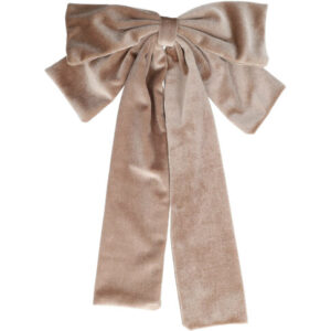Haarspeld Patentspeld Strik 20cm – Velvet Stof – Lange Linten 25cm – Handmade – Taupe