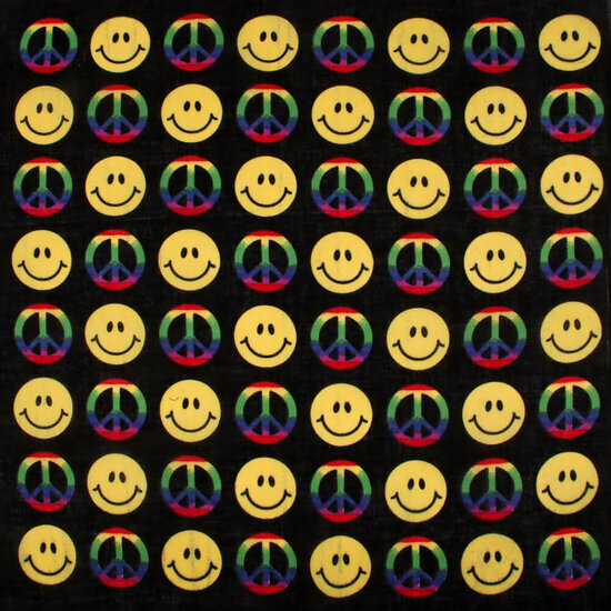 2115026916 Haarband bandana zakdoek – Smiley katoen 55cm – Zwart geel