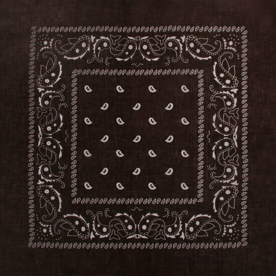 2115045978 Haarband Bandana Zakdoek – Paisley Print - Katoen 55cm – Donkerbruin