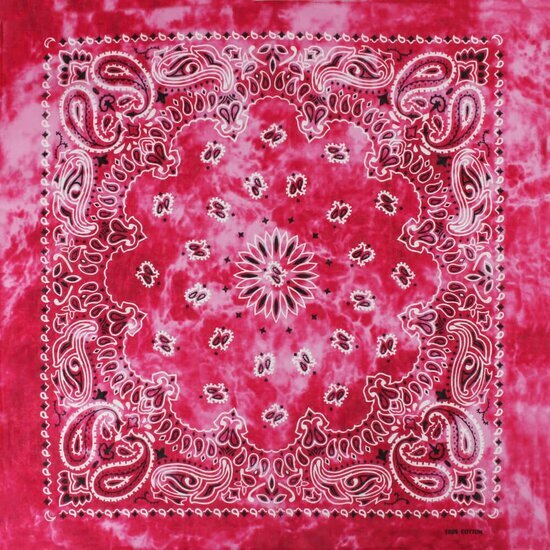 2115045996 Haarband Bandana Zakdoek - Tie dye paisley katoen 55cm - Roze