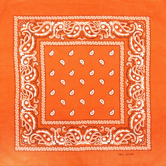2115046344 Haarband bandana zakdoek – Paisley print katoen 55cm – Oranje