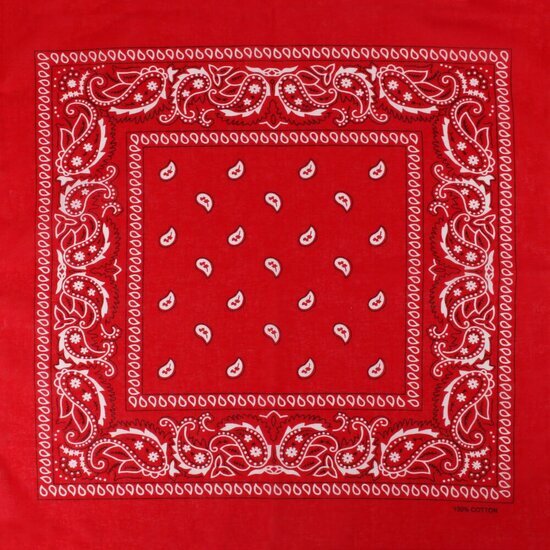 2115074205 Haarband bandana zakdoek – Paisley print katoen 55cm – Rood