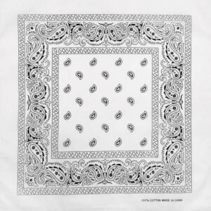Haarband bandana zakdoek – Paisley print katoen 55cm – Wit