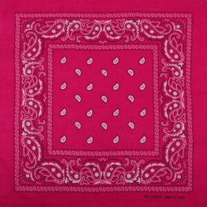 Haarband bandana zakdoek – Paisley print katoen 55cm – Fuchsia roze