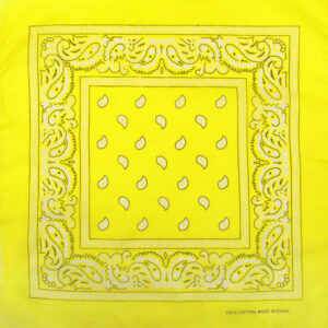 Haarband bandana zakdoek – Paisley print katoen 55cm – Geel
