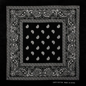 Haarband bandana zakdoek – Paisley print katoen 55cm – Zwart
