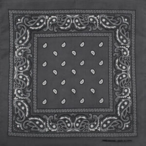 Haarband bandana zakdoek – Paisley print katoen 55cm – Donker grijs