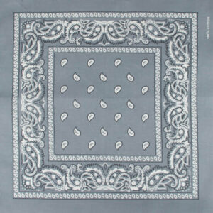 Haarband bandana zakdoek – Paisley print katoen 55cm – Grijs