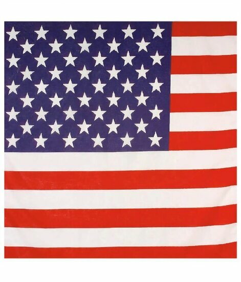 2115101409 Haarband bandana zakdoek – USA vlag katoen 55cm – Rood wit blauw