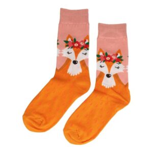 2115275934 Sokken katoen - vos print - oranje - maat 36-43