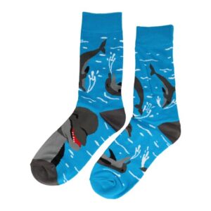 2115322230 Sokken katoen - dolfijnen print - blauw grijs - maat 38-46