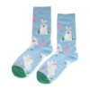 2115323478 Sokken katoen - konijn print - blauw roze wit - maat 36-43
