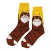 2115324375 Sokken katoen - katten print - wit geel bruin - maat 36-43