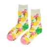 2115440778 Sokken katoen - flamingo print - geel wit roze - maat 36-43