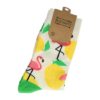 2115440781 Sokken katoen - flamingo print - geel wit roze - maat 36-43