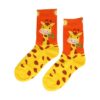 2115447207 Sokken katoen - giraffe print - oranje geel bruin - maat 36-43