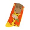 2115447210 Sokken katoen - giraffe print - oranje geel bruin - maat 36-43