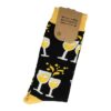 2115480495 Sokken katoen - proost wijnglazen print - geel zwart - maat 38-46