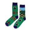 2115481467 Sokken katoen - wijn accessoires print - groen blauw bruin - maat 38-46