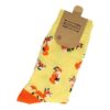 2115640560 Sokken katoen - vossen print - geel oranje - maat 36-43
