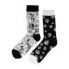 2115681792 Sokken katoen - hond pootjes print - zwart wit - maat 38-46