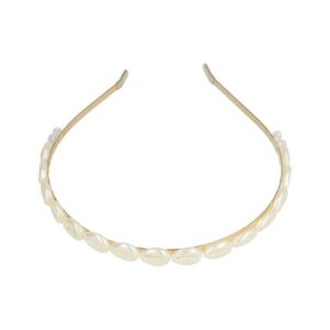 Haarband Diadeem 1cm – Schelpen Kralen – Metaal – Goud Wit