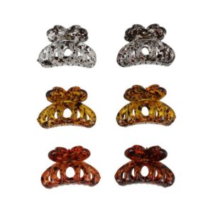 Haarspeld Haarklemmen 2,5cm – Spinmodel met Gevlekt Patroon – Bruin Transparant – Set van 6