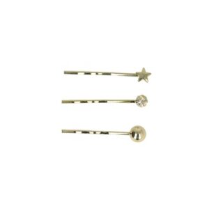 Haarspeld schuifspeldjes - Ster bol strass 4cm - Goud - Set van 3