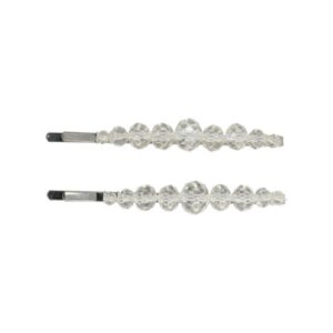 Haarspeld schuifspeldjes - Kralen rond facet 7cm -Transparant - Set van 2