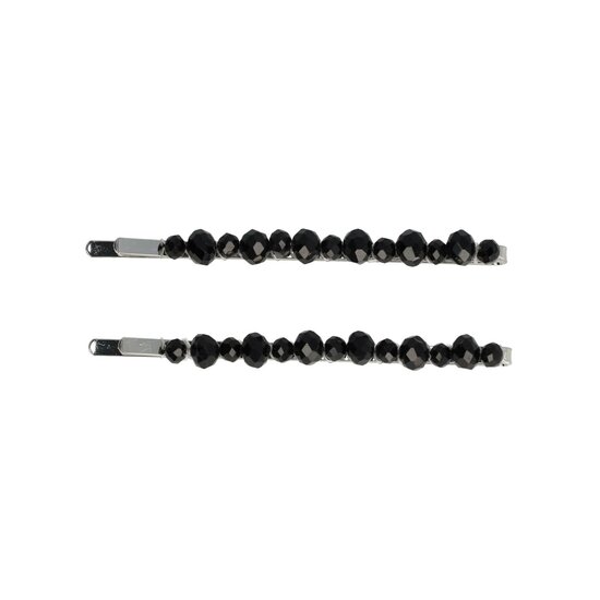 2117193060 Haarspeld schuifspeldjes - Kralen duo 7cm - Zwart - 7cm - Set van 2