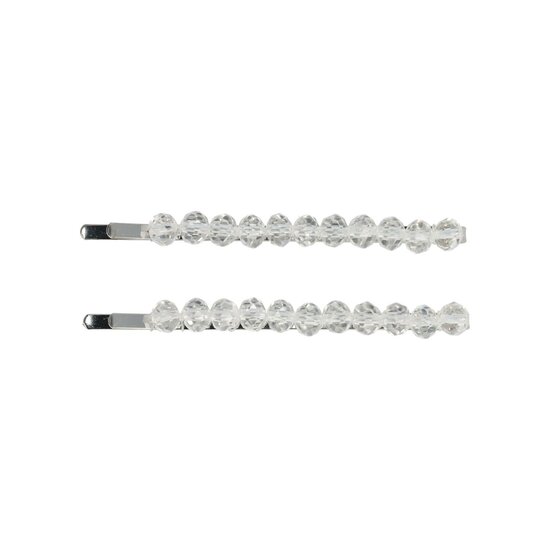 2117314311 Haarspeld schuifspeldjes - Recht kralen 7cm - Transparant - Set van 2