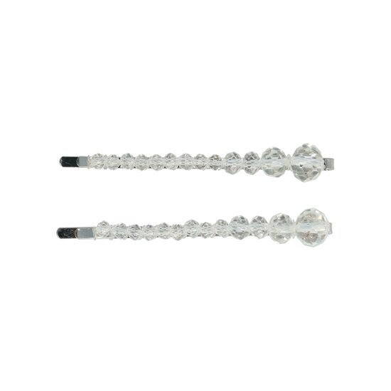 2117642316 Haarspeld schuifspeldjes - Kralen bol facet 7cm - Transparant - Set van 2