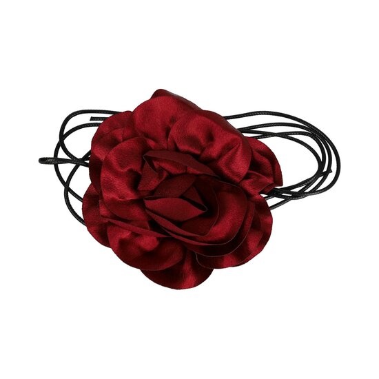 2117678700 Haarband bloem - Veter striklint - Donker rood