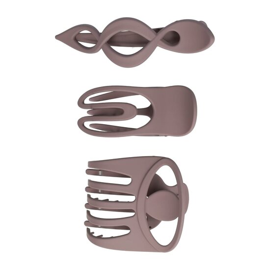 2120049285 Haarspeld Haarklemmen 8cm-11cm – XL Fantasievorm – Taupe Grijs – Set van 3