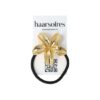 2120355939 Haarelastiek – Cuff 5cm – Lelie Bloem Ornament – Metaalaccent – Zwart Goud