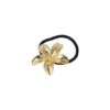 2120355942 Haarelastiek – Cuff 5cm – Lelie Bloem Ornament – Metaalaccent – Zwart Goud