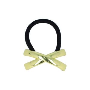 Haarelastiek – Cuff 5cm – Kruis Ornament – Metaalaccent – Zwart Goud