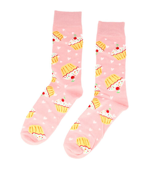 2121731724 Sokken Katoen - Cupcake Print - Roze - Maat 36-43