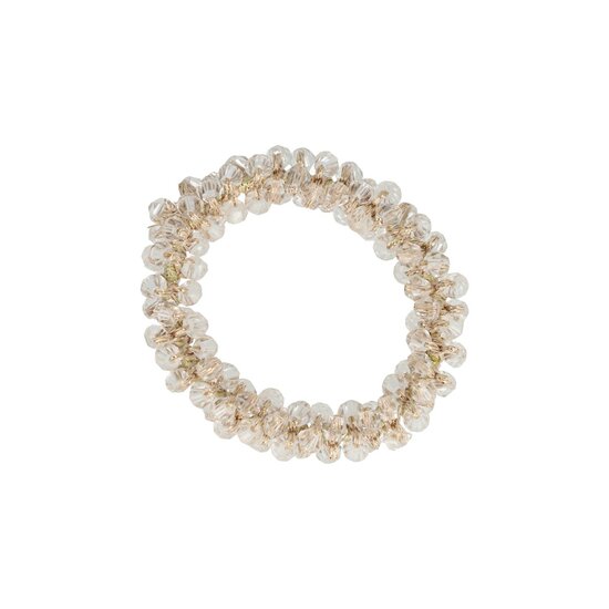 2122723101 Haarelastiek – Bedekt met Facetkralen – Transparant Wit