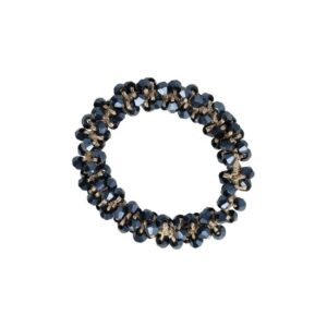 Haarelastiek – Bedekt met Facetkralen – Donkerblauw