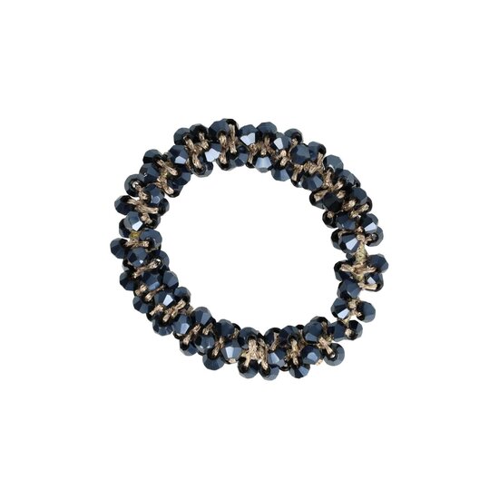 2123171310 Haarelastiek – Bedekt met Facetkralen – Donkerblauw