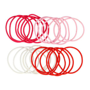 Haarelastieken basic - Dun zonder metaal – Rood wit roze - Set van 24