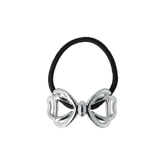 2123226069 Haarelastiek – Cuff 5cm – Strik Ornament – Metaalaccent – Zwart Zilver