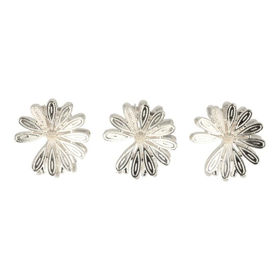 2123661687 Haarspeld Haarklemmen 3cm – Margriet Bloemvorm – Zilver – Set van 3