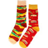 2124271881 Sokken katoen - hamburger fastfood print - rood geel - maat 38-45