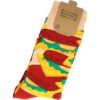 2124271884 Sokken katoen - hamburger fastfood print - rood geel - maat 38-45