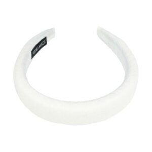 Haarband Diadeem 3cm – Dik Gevuld – Streeppatroon Stof – Effen Kleur – Handmade – Wit
