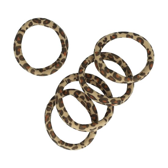2125506066 Haarelastieken basic - Endless dierenprint - Bruin beige - Set van 5