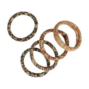 Haarelastieken basic - Endless dierenprint - Bruin beige - Set van 5