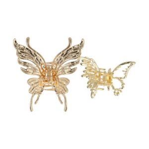 Haarspeld Haarklemmen 6,5cm-7,5cm – Open Vlindervorm – Metaal – Goud – Set van 2